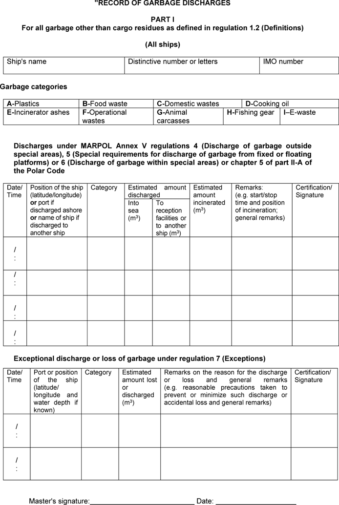 02/11/1973 Marpol-verdrag; Annex V Regulations for the prevention of ...